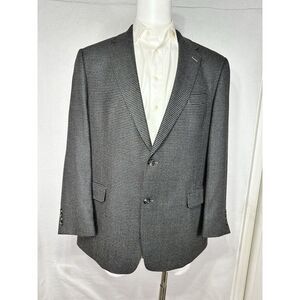 Hart Schaffner Marx Mens Blue Gray Houndstooth‎ Blazer Size 46R